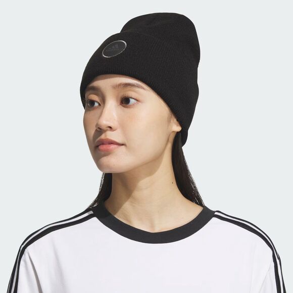 Adidas Wide Cuff 2 Fold Beanie 'Black/Grey' (Women's) IV3007 - Picture 3 of 7